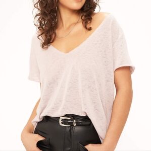 Project Social T nude v-neck destructed textured tee small s